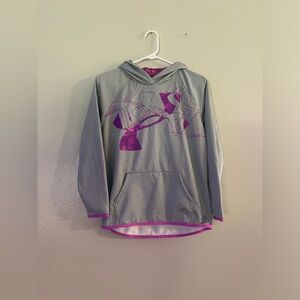 Girls Gray and Purple Under Armour Hooded Sweatshirt